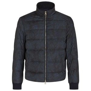 Etro Quilted Blue Sportswear Jacket With Paisley Pattern - NWT